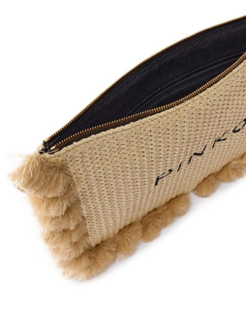 PINKO tassel top-zip clutch bag - Neutrals