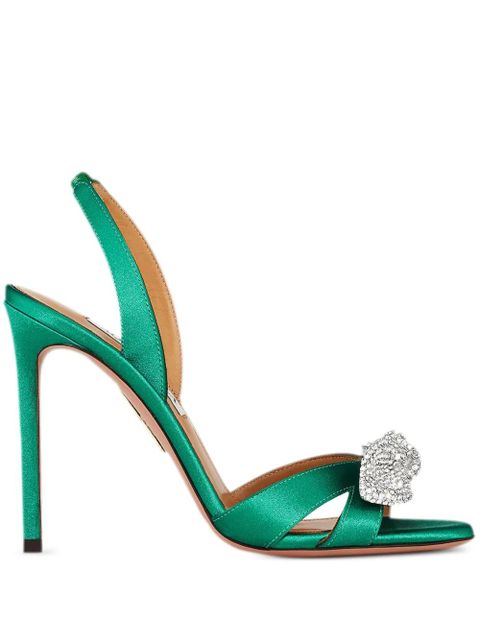 Aquazzura 105mm Very Bow Tie Crystal sandals - Green - zdjęcie produktu nr 1