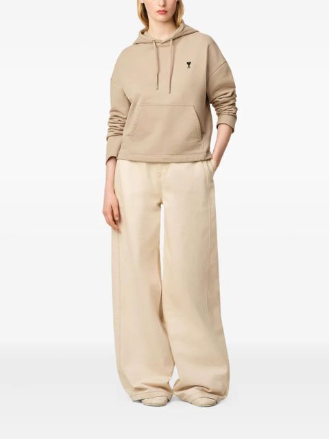 AMI Paris Ami De Coeur contrasted cotton hoodie - Neutrals