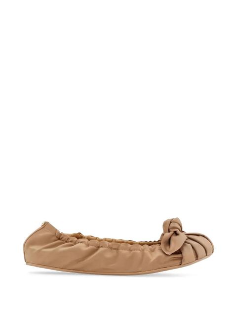 Ferragamo bow gathered ballet flats - Neutrals - zdjęcie produktu nr 1