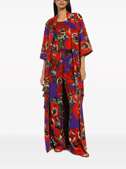 Dolce & Gabbana poppy-print round-neck tank top - Purple