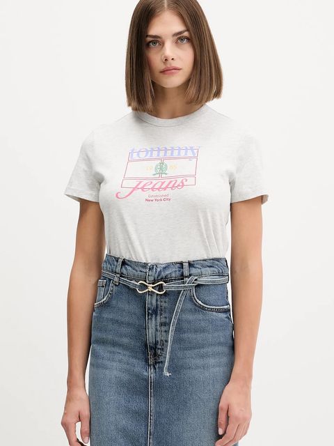 Tommy Jeans t-shirt bawełniany damski kolor szary DW0DW21533 - zdjęcie produktu nr 1