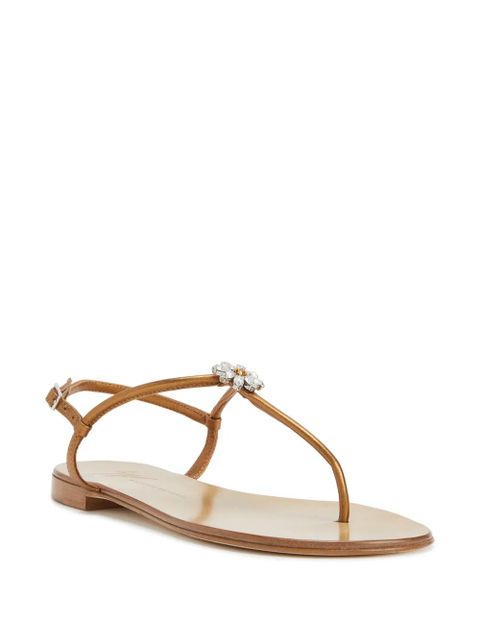 Giuseppe Zanotti Geltrude crystal-flower sandals - Brown