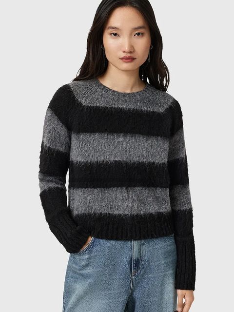 AllSaints sweter z dodatkiem wełny LOU damski kolor czarny W053KD - zdjęcie produktu nr 1