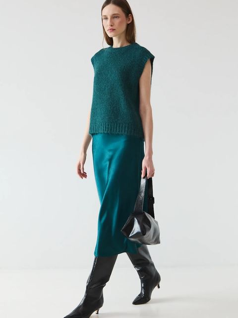 Medicine sukienka damska kolor zielony midi rozkloszowana - zdjęcie produktu nr 2