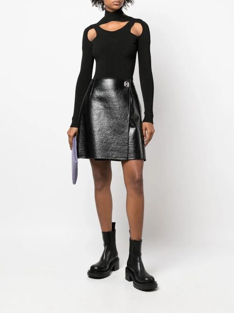 Ferragamo embossed wrap leather skirt - Black - zdjęcie produktu nr 2