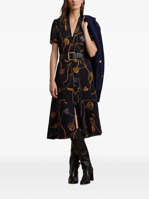 Lauren Ralph Lauren belted nautical-print dress - Black - zdjęcie produktu nr 2