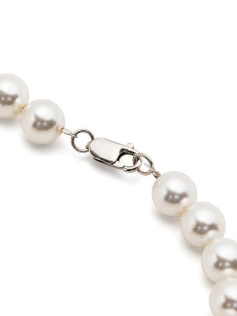 MISBHV pearl logo-charm detail necklace - White