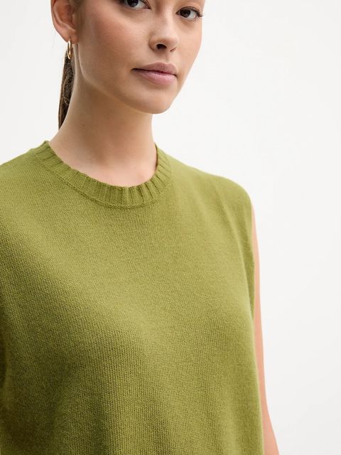 United Colors of Benetton kamizelka z dodatkiem wełny kolor zielony lekki 126WD10BA