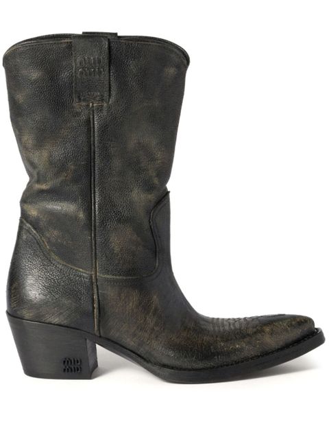 Miu Miu leather boots - Brown - zdjęcie produktu nr 1