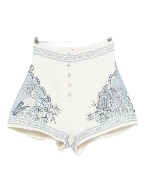 ALEMAIS Villa Romantica printed shorts - White