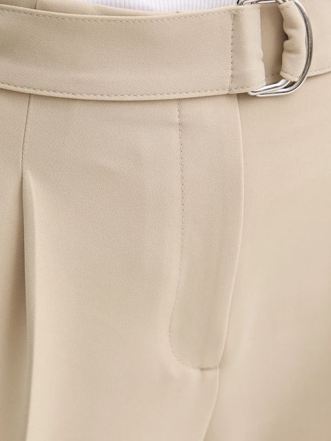 BOSS spodnie damskie kolor beżowy proste high waist