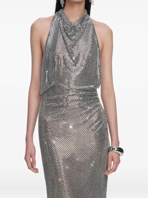 Self-Portrait embellished cowl-neck maxi dress - Silver