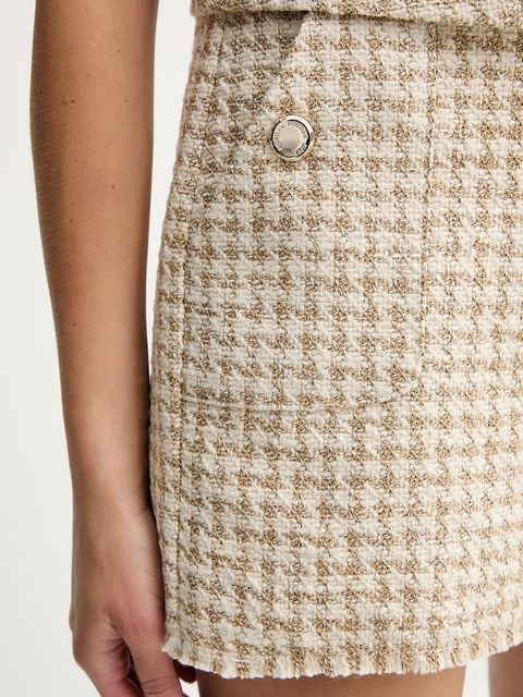 Morgan szorty damskie kolor beżowy wzorzyste high waist SHAV.F