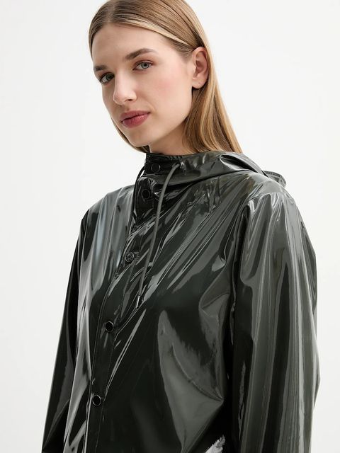 Rains kurtka 12020 Long Jacket kolor zielony przejściowa 12020