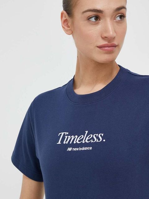 New Balance t-shirt bawełniany kolor granatowy - zdjęcie produktu nr 1