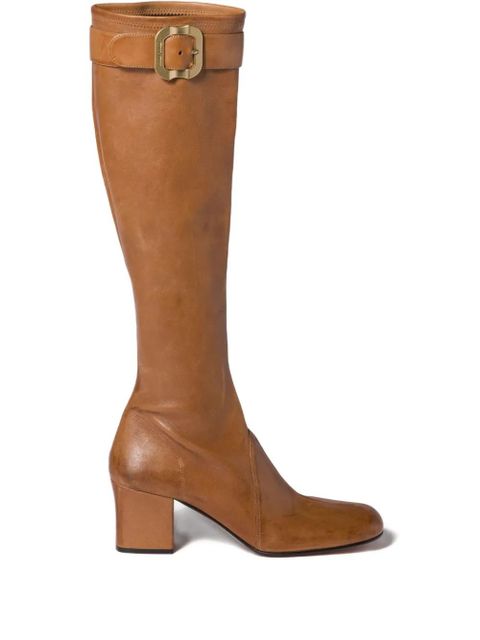 Miu Miu 65mm buckle-fastening leather boots - Brown - zdjęcie produktu nr 1