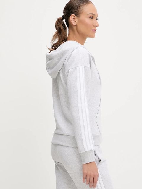 adidas bluza Essentials damska kolor szary z kapturem melanżowa IN6179