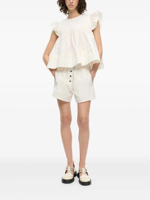 GANNI logo-patch shorts - White