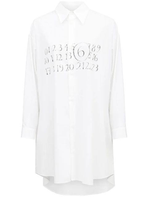 MM6 Maison Margiela signature numbers motif shirt dress - White - zdjęcie produktu nr 1