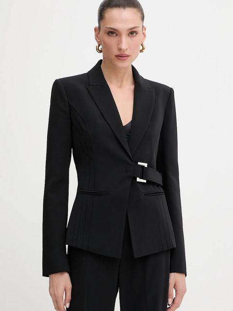 Patrizia Pepe marynarka kolor czarny jednorzędowa gładka 8S0545 A6F5 - zdjęcie produktu nr 1