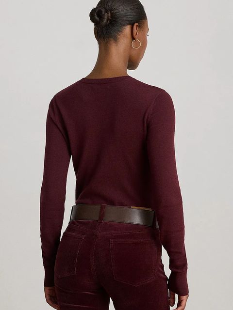 Lauren Ralph Lauren sweter damski kolor bordowy lekki 200919114 - zdjęcie produktu nr 2