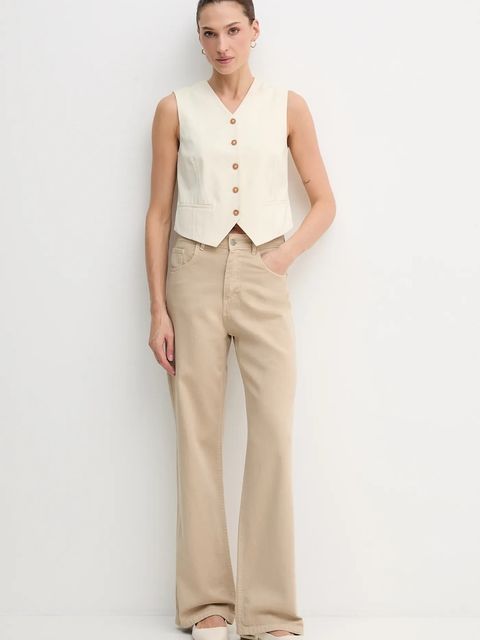 United Colors of Benetton kamizelka kolor beżowy jednorzędowa 2YVXDJ011