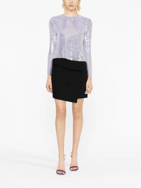 Self-Portrait sequin long-sleeve top - Purple