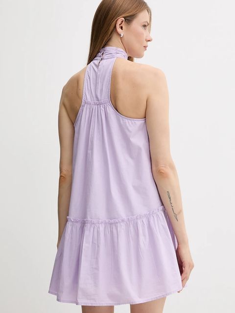 Pepe Jeans sukienka bawełniana kolor fioletowy mini rozkloszowana PL953761