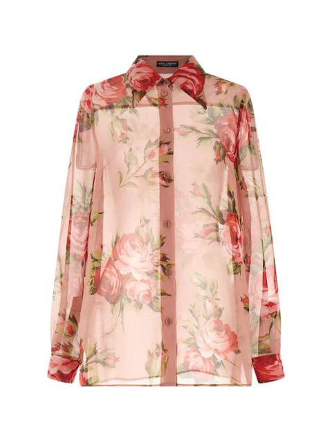 Dolce & Gabbana Bouquet Rose silk shirt - Pink - zdjęcie produktu nr 1