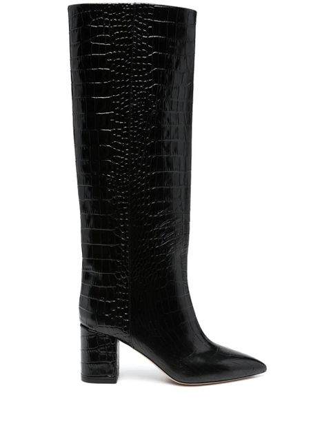 Paris Texas Anja 70mm crocodile-embossed boots - Black - zdjęcie produktu nr 1