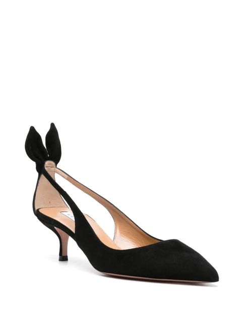 Aquazzura 50mm Bow Tie suede pumps - Black - zdjęcie produktu nr 2