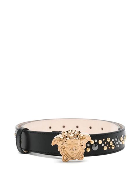 Versace studded medusa leather belt - Black - zdjęcie produktu nr 1
