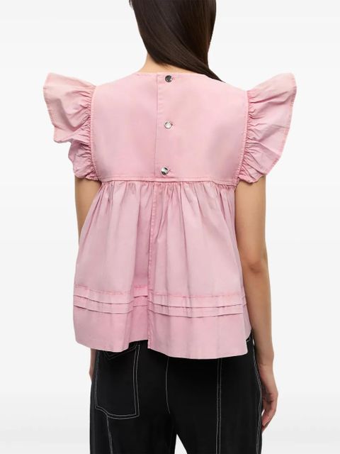 GANNI stretch-cotton blouse - Pink