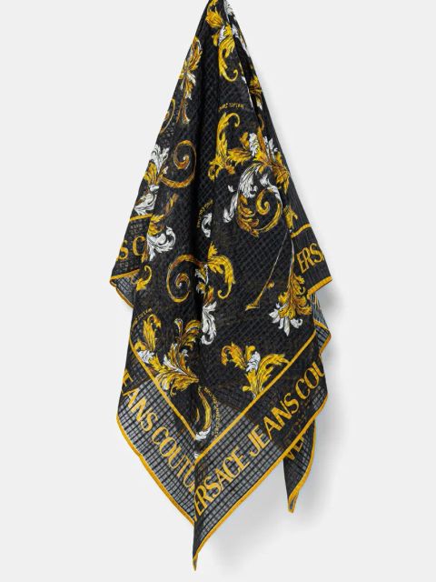 Versace Jeans Couture apaszka jedwabna damska kolor czarny wzorzysta 78HA7H02 ZG353