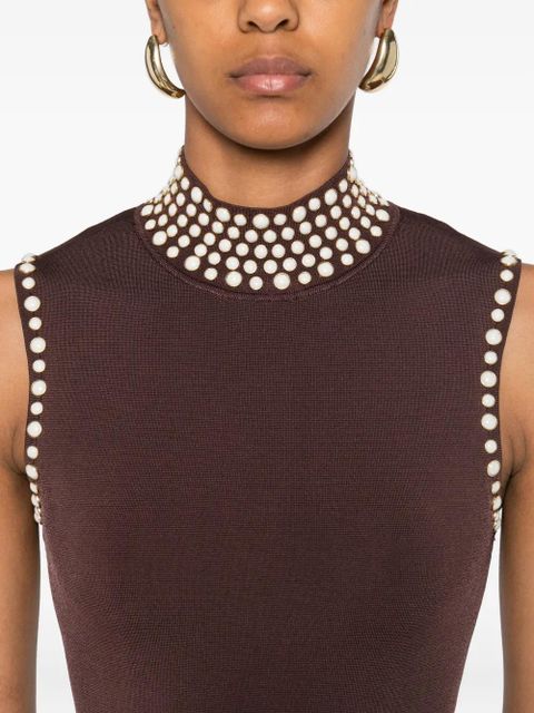 SANDRO high-neck fringe dress - Brown