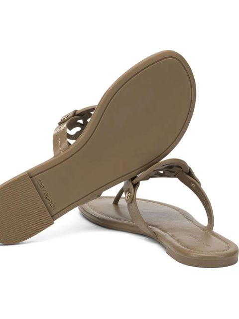 Tory Burch Miller cut-out leather flat sandals - Brown