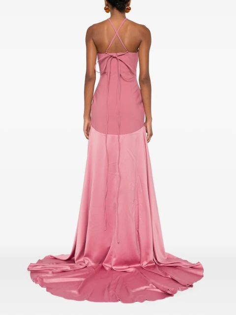 Solace London Florie halterneck panelled gown dress - Pink