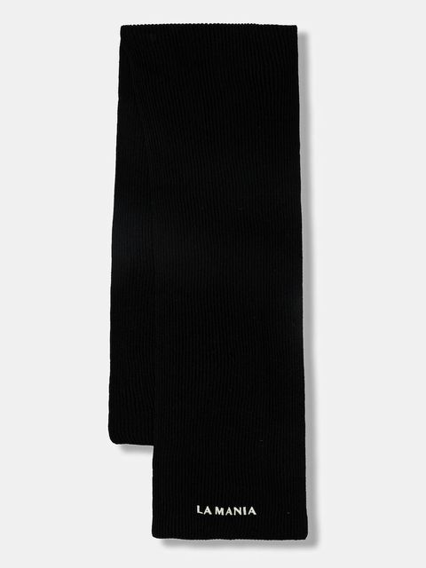 La Mania szalik wełniany MERINOWOOL damski kolor czarny gładki MERINOWOOL - zdjęcie produktu nr 1