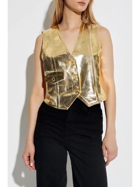 GANNI metallic organic cotton vest - Gold