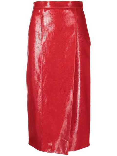 Gucci crocodile-effect pencil skirt - Red - zdjęcie produktu nr 1