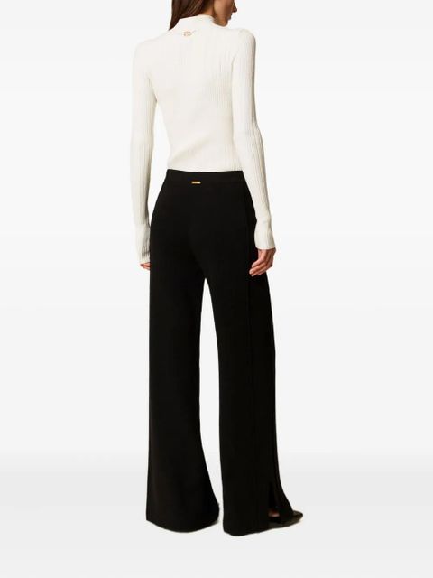 TWINSET drawstring side slits trousers - Black