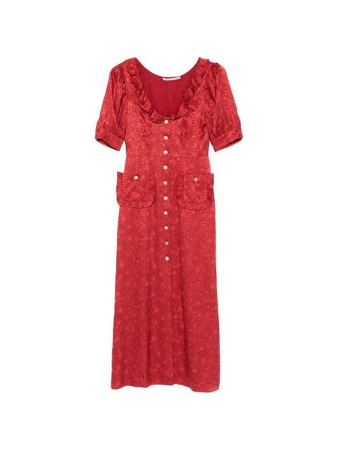 Alessandra Rich ruffled jacquard midi dress - Red - zdjęcie produktu nr 1