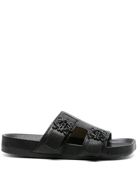 LOEWE Anagram-buckle leather slides - Black - zdjęcie produktu nr 1