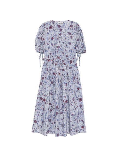 Ulla Johnson Adriana gathered floral midi dress - White - zdjęcie produktu nr 1