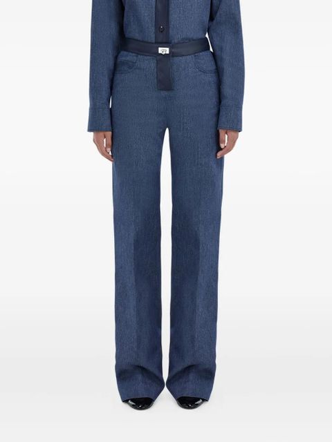Ferragamo leather-trim five-pockets jeans - Blue