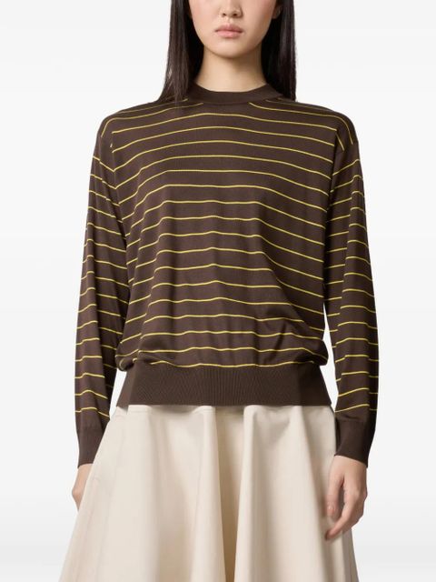 Tod's long-sleeve striped sweater - Brown