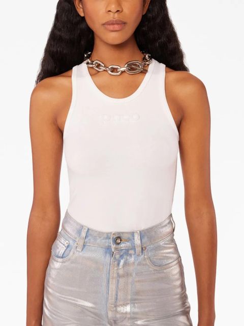 Rabanne logo-devoré cotton tank top - White