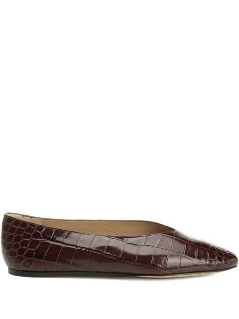 Le Monde Beryl Regency crocodile-effect pointed slippers - Brown