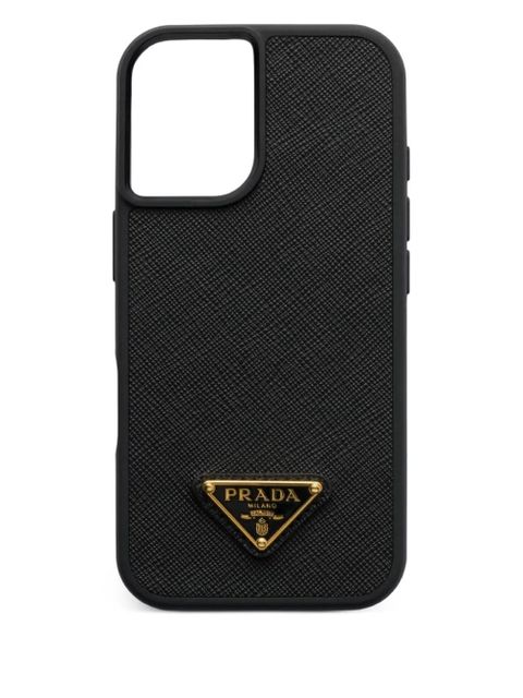 Prada Saffiano leather iPhone 16 case - Black - zdjęcie produktu nr 1